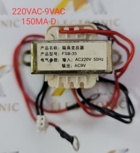 Biến áp 220V xuống 9V 150mA ( có dây và chân bắt ôc ) 220VAC xuống 9VAC 150mA ( FSB-35 ) (cái)